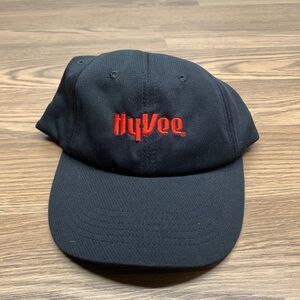 HyVee Grocery Store Hat Cap Black Red Embroidered Strapback Adjustable